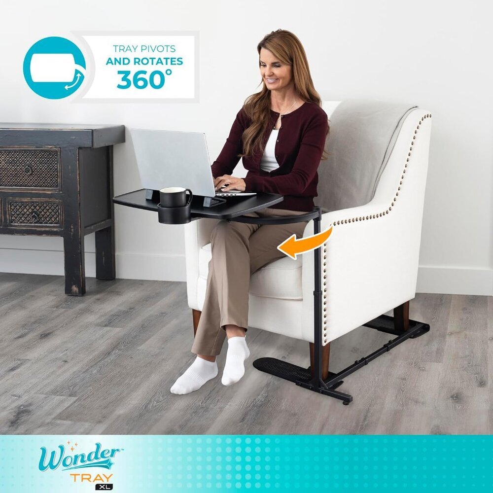 Wonder Tray, Adjustable Swivel Table, Extra-Large Computer Stand, Couch Desk & G - Picture 6 of 7